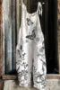 S-3XL Summer Women's New Sweet Small Fresh Print Retro Wide Leg Jumpsuit Printed Floral Cami Jumpsuit