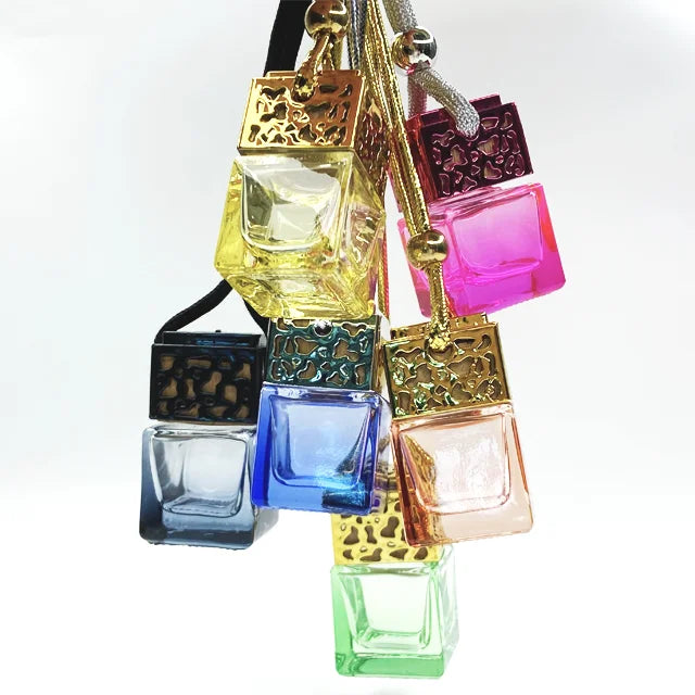 Custom Color Empty Car Perfume Bottle 8ml Glass Hanging Diffuser Air Freshener Bottles
