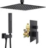 16inch Oil Rubbed Bronze Ceiling Mount Concealed Bathroom Rain Shower System Mixer Set with Overhead Rain Shower