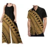 Low Price Custom Plus Size Polynesian Clothing Casual Sets of Couples Samoan Tribal Print Men Shirt Women Loose Rompers 2pc Sets