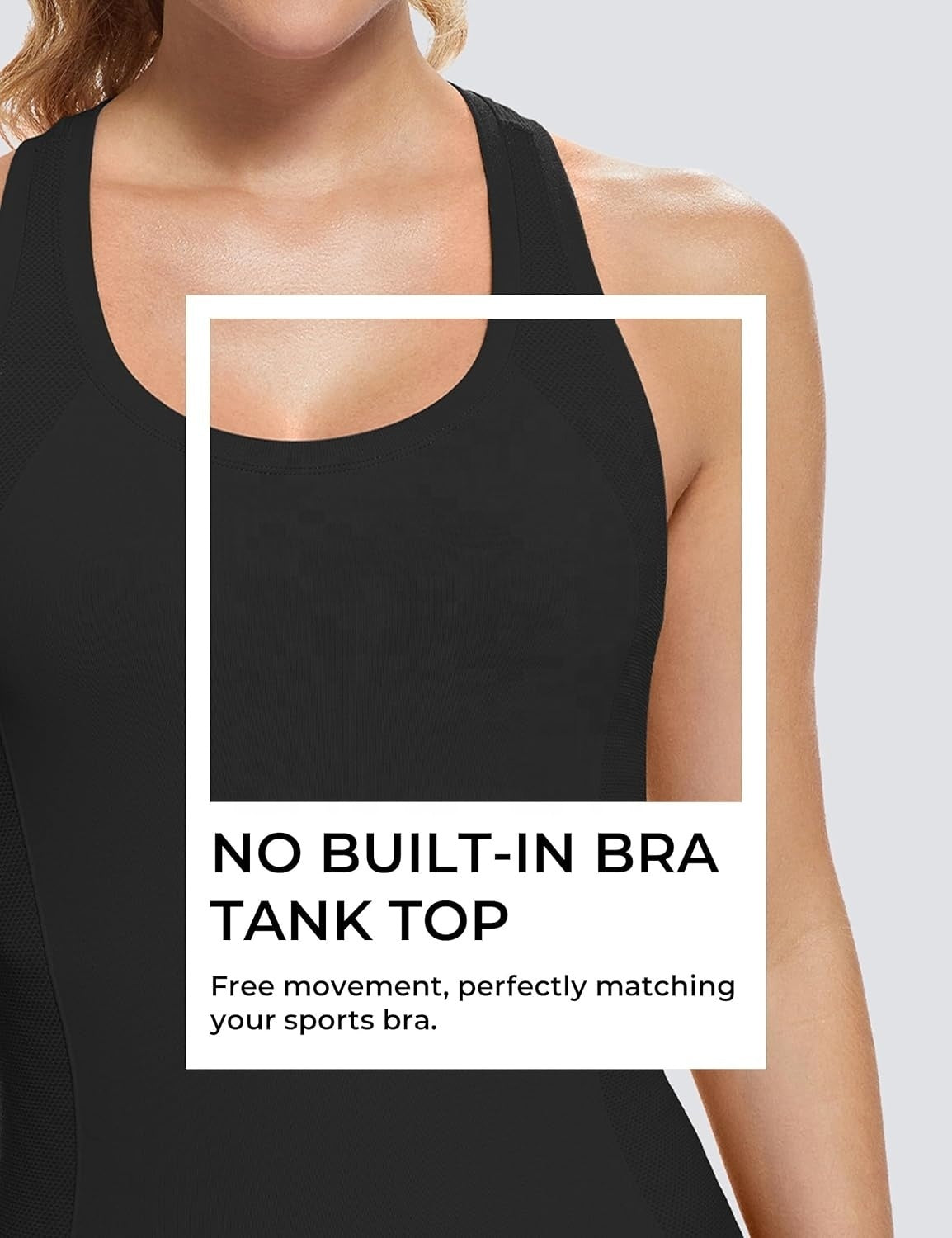 Women's Racerback Workout Tank Tops-Seamless Spandex/Polyester Breathable Knitted High Support Solid Running Muscle Tank
