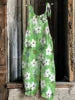 S-3XL Summer Women's New Sweet Small Fresh Print Retro Wide Leg Jumpsuit Printed Floral Cami Jumpsuit