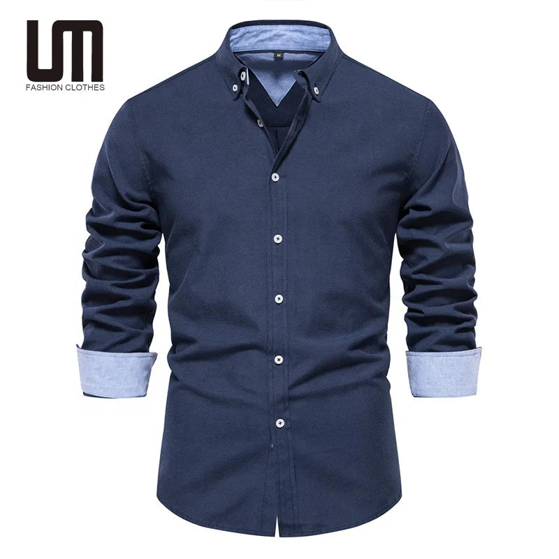 OEM Autumn Clearance Sale Men's Oversize Casual Blouse Long Sleeves Yarn-Dyed Shirts Breathable Shirt