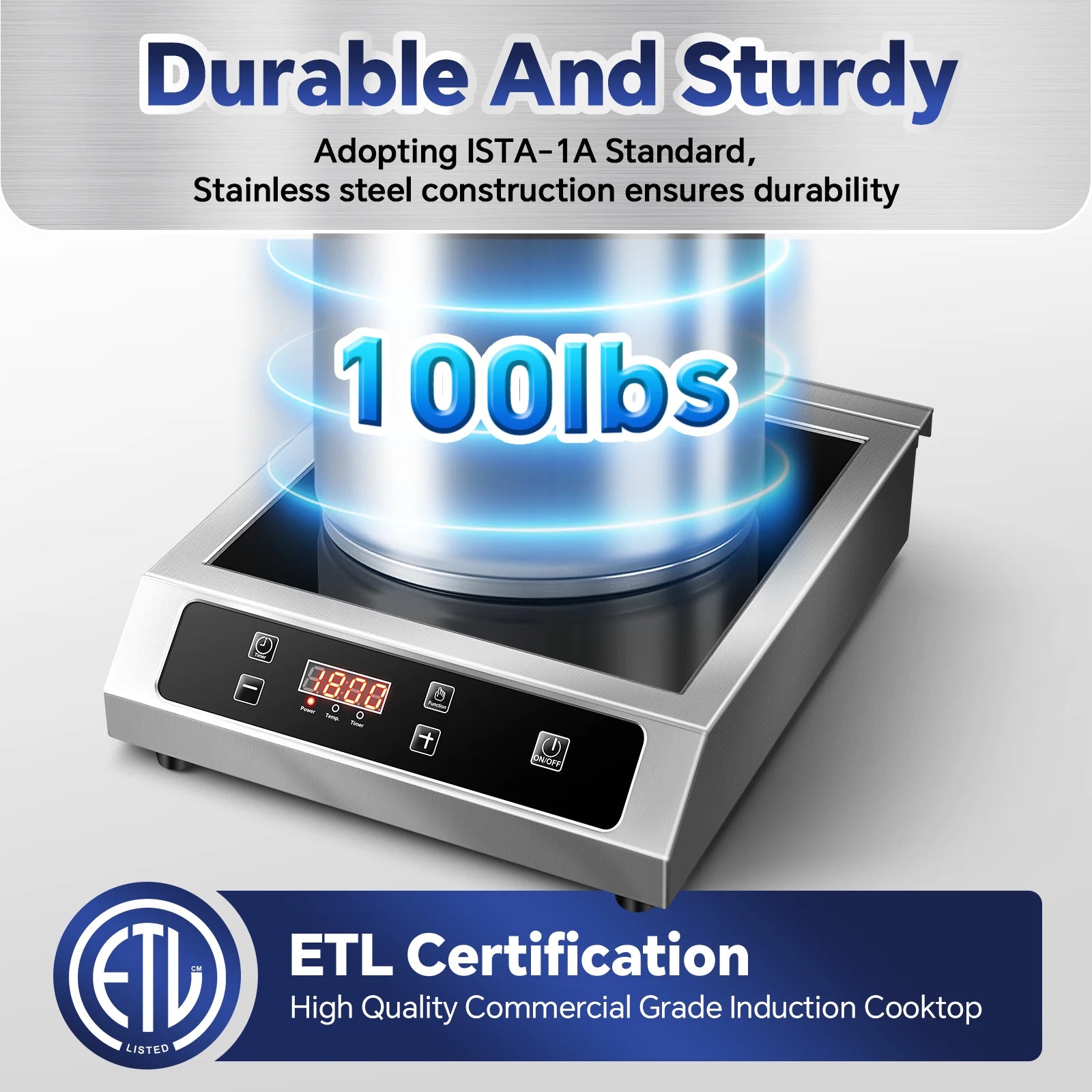 Commercial Induction Cooktop,3500W Induction Burner with Sensor Touch and LCD Screen,ETL-Certified Single Electric Burner