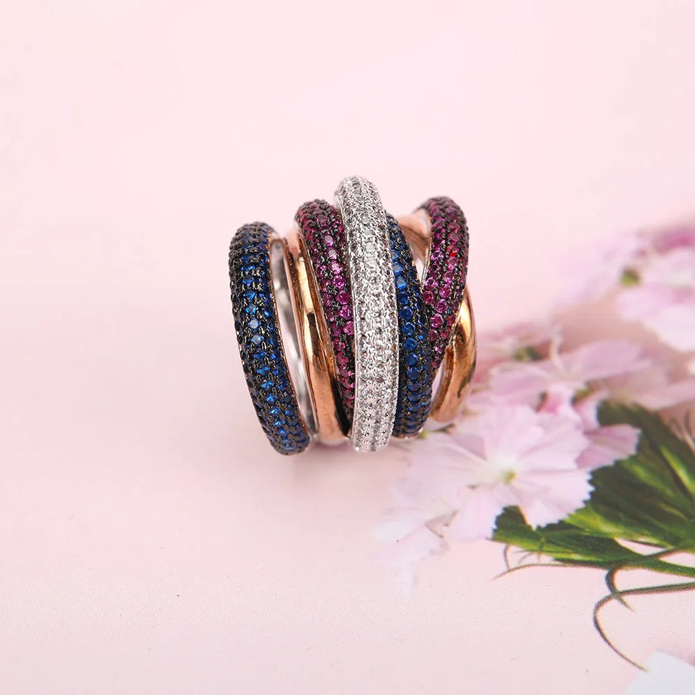 002332 Monaco Designer Luxury Twist Lines Geometry Cubic Zironium Engagement Dubai Naija Bridal Finger Rings Jewelry Addiction