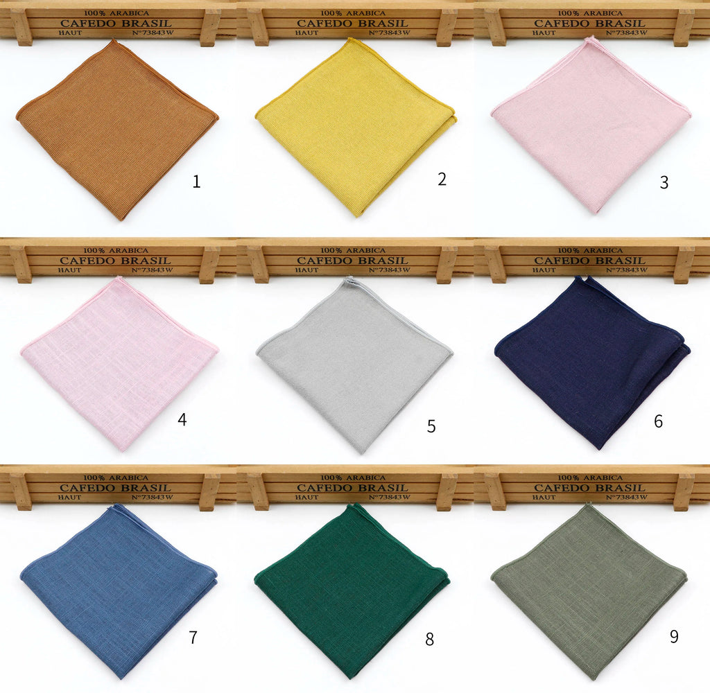 New Solid Color Pocket Square Green Navy Colorful Handkerchief Cotton Polly Texture Pocket Men's Accessories Business Wedding