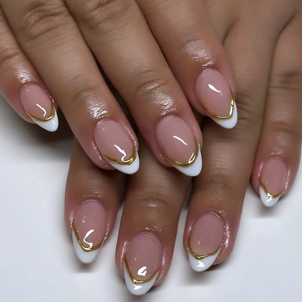Wholesale 24 Pcs 3D French Style Romantic Art Acrylic Press on Nails Artificial Fingernails Candy False Nails Dating  Party 3329