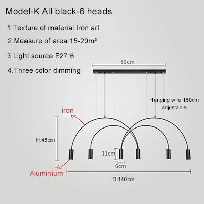 2021 New Restaurant Chandelier Light Luxury Nordic Dining Living Room Table Bar Minimalist Chandelier Simple Modern Light