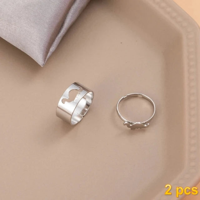 Trendy Gold Butterfly Rings for Women Men Lover Couple Rings Set Friendship Engagement Wedding Open Rings N2203181