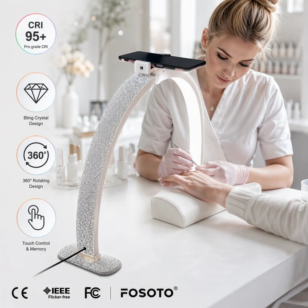 FOSOTO Arches Led Half Moon Lamp Light Desktops UV Nail Lamp for Nails Table Lamp with Phone Holder for Nail Tables