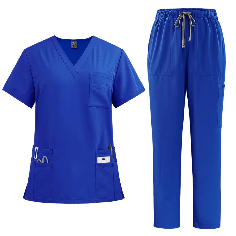 Salon Work Clothes Jersey Breathable Hospital Uniforms Nurse Beauty Dental Custom LOGO Uniform Medical Scrubs Sets for Men Women