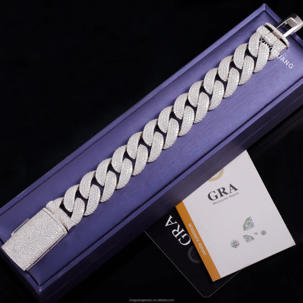 Ready to Ship Diamond Cuban Bracelet 6mm-22mm S925 Silver Hip Hop Bracelet Full Iced Out Moissanite Cuban Bracelet for Men