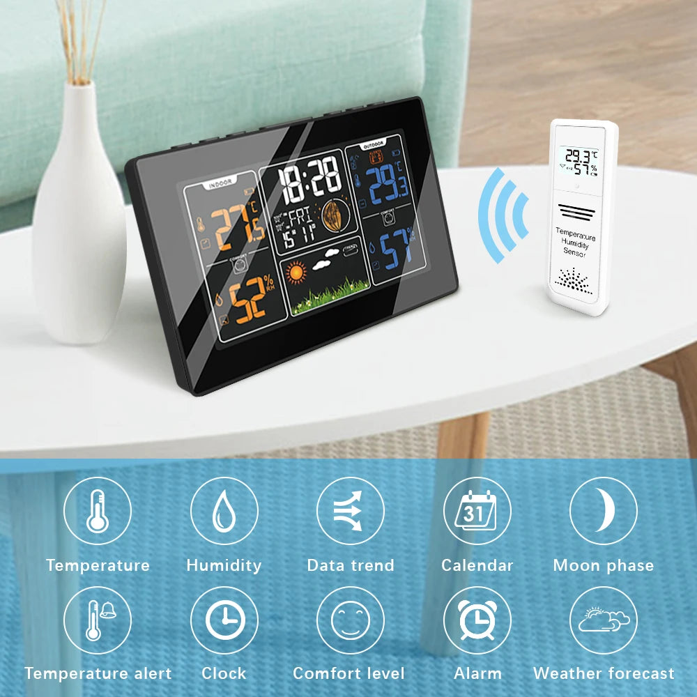 FABISENSE Wireless Weather Station with Indoor Outdoor Sensor Thermometer Hygrometer, Forecast Barometer Moon Phase, USB Powered