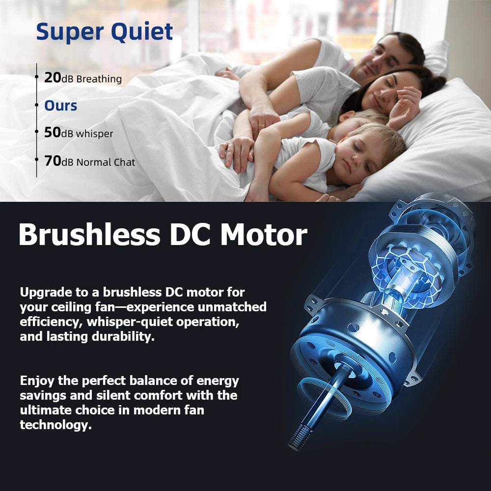 60'' Wood Ceiling Fan No Light, Reversible and Silent DC Motor, Modern Ceiling Fan with Remote Control for Bedroom, Living Room
