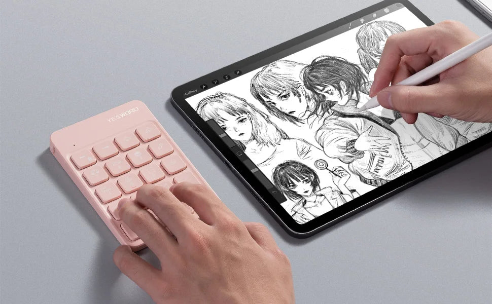 FRUNSI Wireless Bluetooth Shortcut Keyboard for iPad Procreate Graphics Drawing Tablet Painting Mini Portable Rechargeable