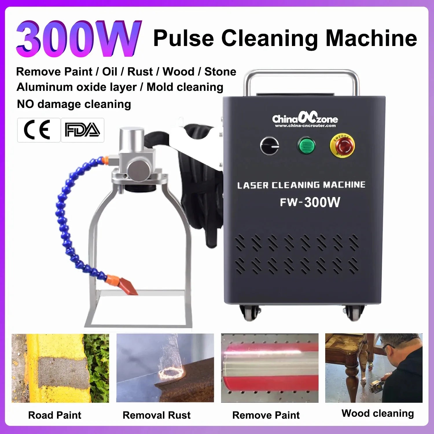 Scotle EU Warehouse 300W Air-cooled JPT 2mj 5mj 15mj Pulsed Laser Cleaning Machine Cleaner for Metal Wood Clean Oil/Paint Remove
