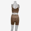 2024 Women Strap Camisole Vest + Shorts 2 Piece Set Running Leopard Printed Sports Stretch Hip Lift Fitness Yoga Wear Suits