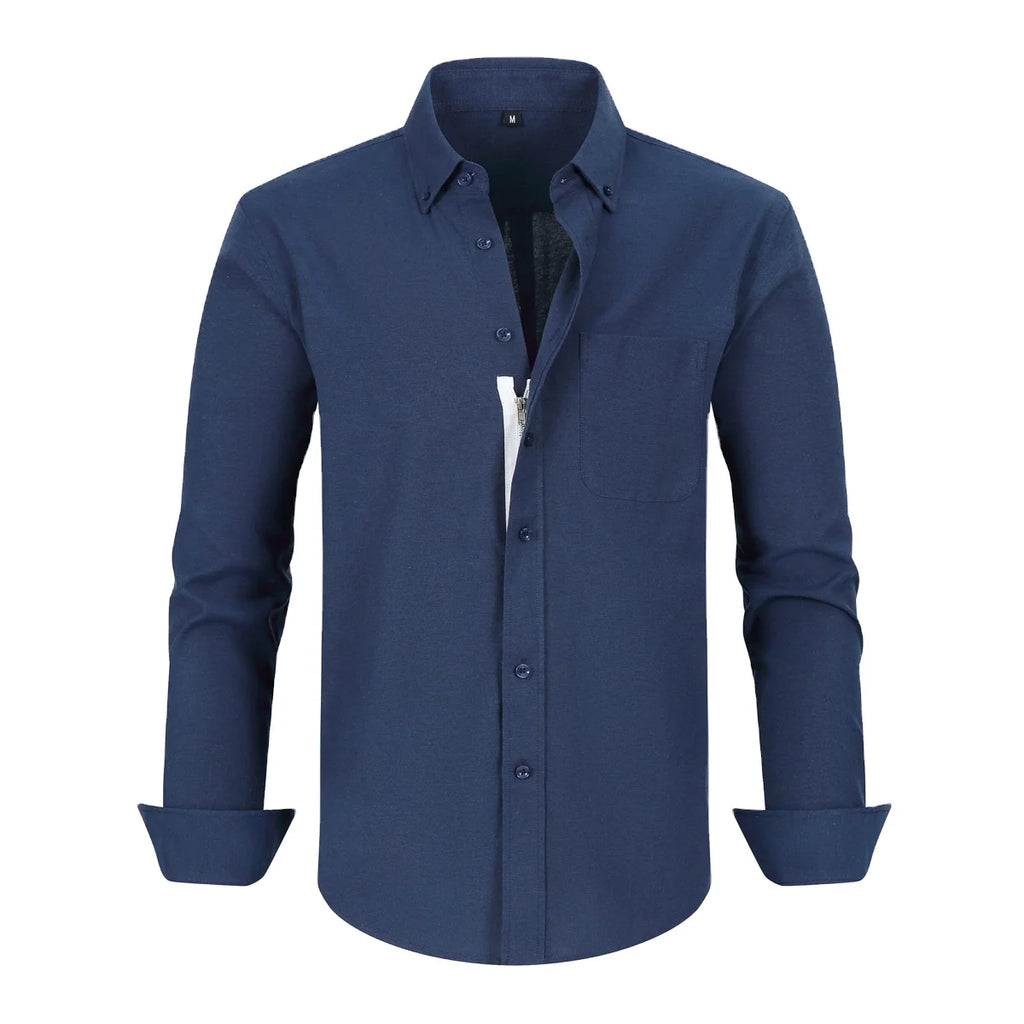 2024 Men Long Sleeve Shirts Spring Autumn Slim Lapel Neck Button Casual Adult Daily Office Men Tops Business Shirt