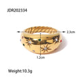 Fashion Waterproof 18K Gold Plated Stainless Steel Jewelry White Cubic Zirconia Star Chunky Rings for Women