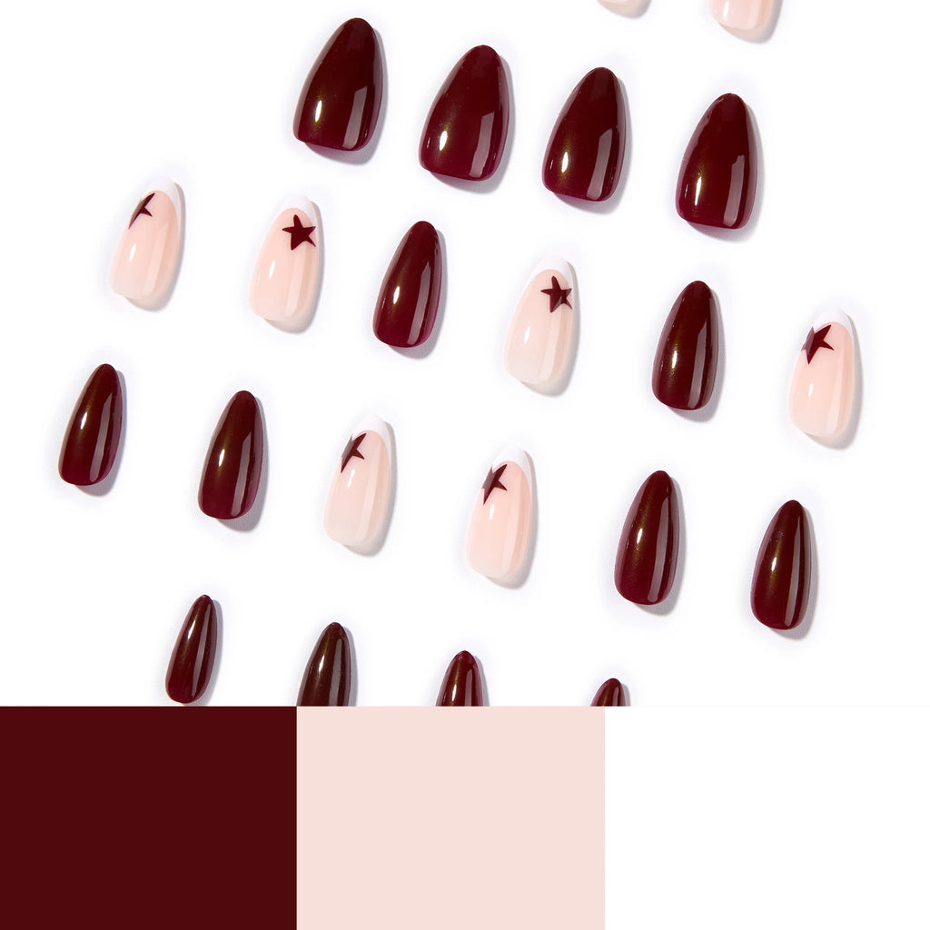 Dropshipping 24pcs 4377 French Short Almond Romantic Art Acrylic Press on Nails Artificial Fingernails False Nails