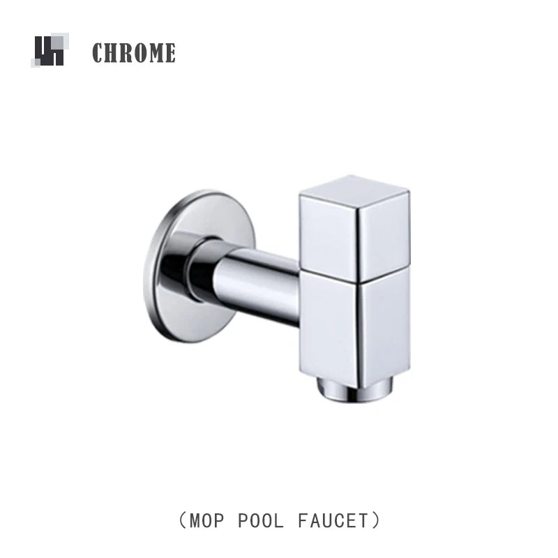 Washing Machine Faucet Tap Outdoor Garden Mop Pool Wash Faucets Bathroom Square Wall Mounted Solid Brass Sink Cold Water Tap