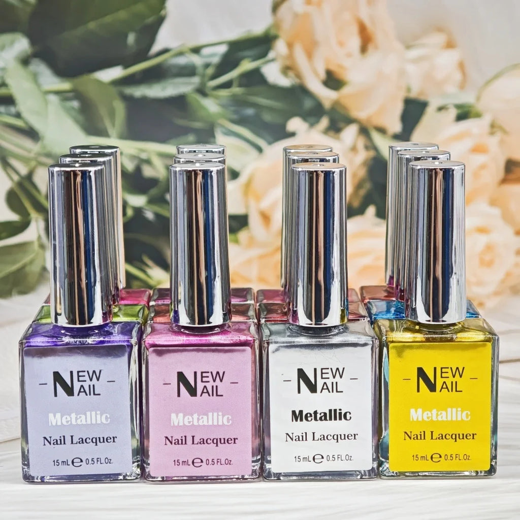 New Fantasy OEM Private Label Metallic Air Dry Nail Polish 12 Colors Set Vegan Attractive Regular Mirror Effect Nail Lacquer Kit