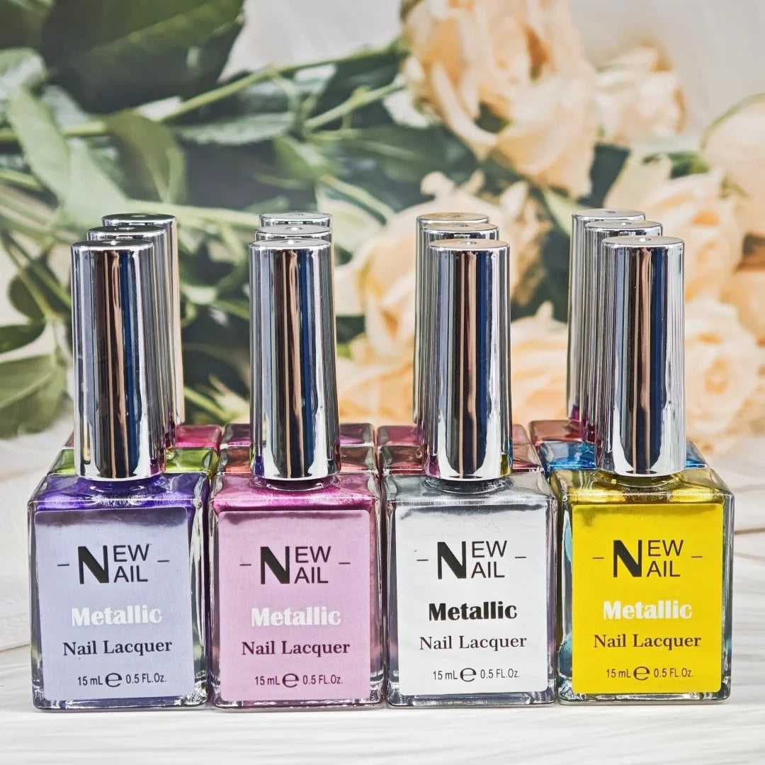 New Fantasy OEM Private Label Metallic Air Dry Nail Polish 12 Colors Set Vegan Attractive Regular Mirror Effect Nail Lacquer Kit
