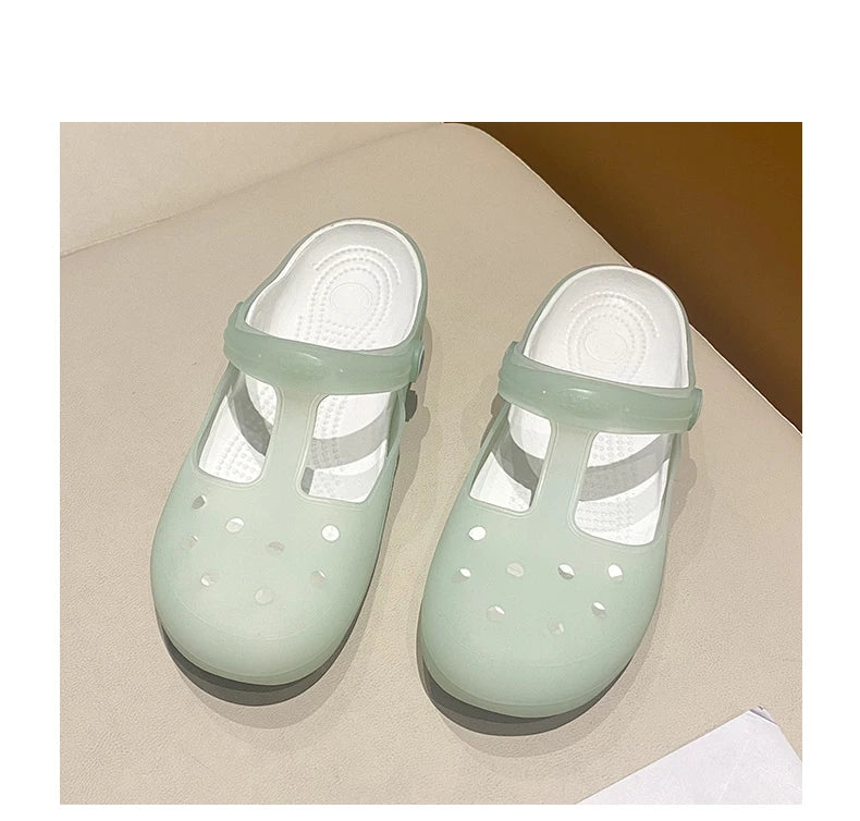 New Summer Jelly Sandals Women Outdoor Casual Slip On Garden Beach Shoes Female Rubber Clogs Non-slip Slides Breathable Slippers