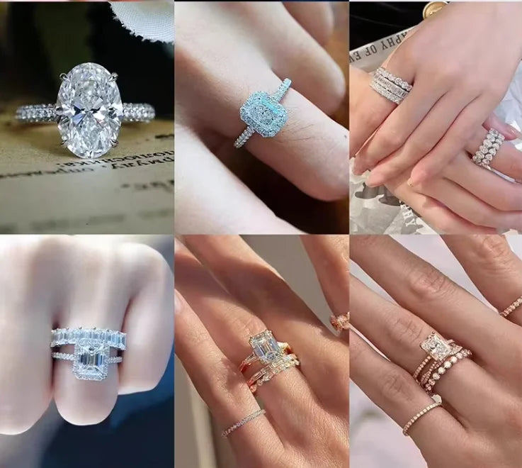 Wholesale Custom Solid Silver & 925 Sterling Women's Engagement Rings with Moissanite for Weddings