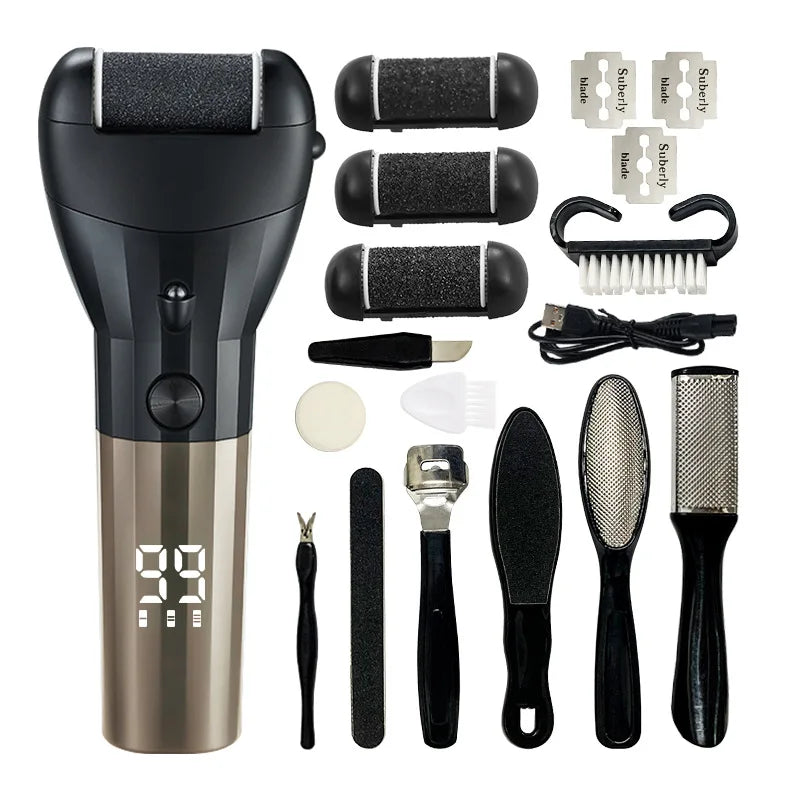 New Professional Lcd Cordless Rechargeable Foot Scrubber Dead Skin Spa Electric Foot File Nail Callus Remover for Feet
