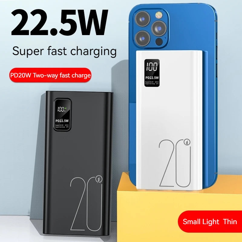 Latest Model 22.5W Type C Output Super Fast Charging Powerbank 20000mAh Digital Display Real Capacity PD20W 20000mAh Power Bank