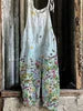 S-3XL Summer Women's New Sweet Small Fresh Print Retro Wide Leg Jumpsuit Printed Floral Cami Jumpsuit