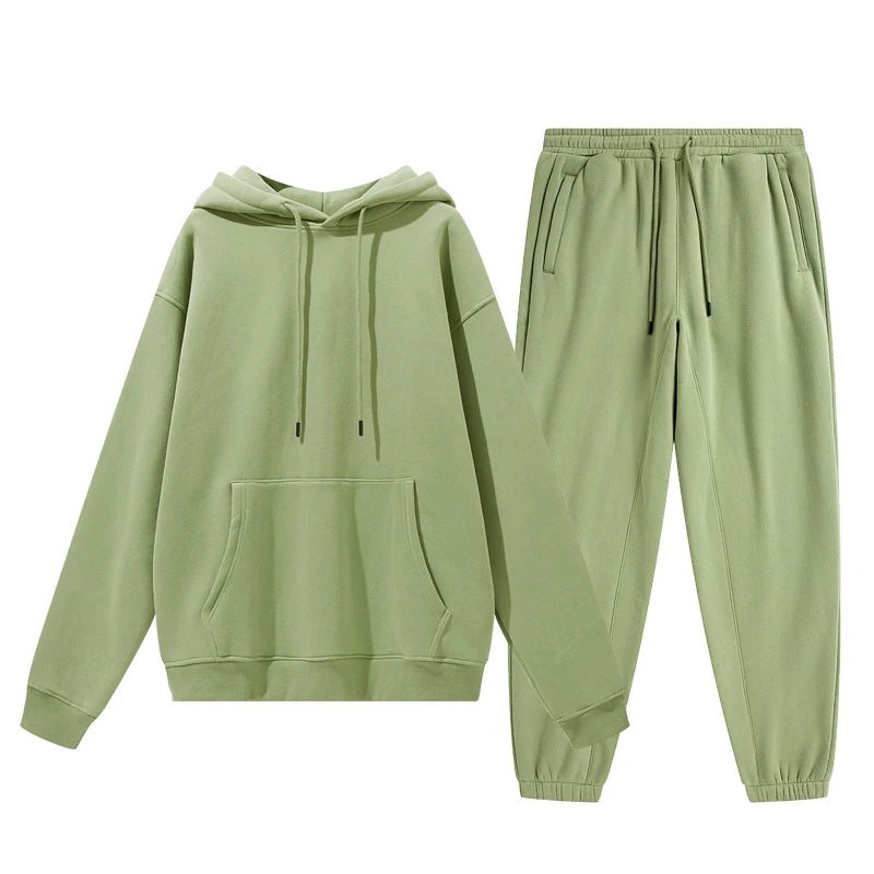 Wholesale Organic Cotton Sweatpants and Hoodie Set Custom Sweat Suits Casual Unisex Tracksuit