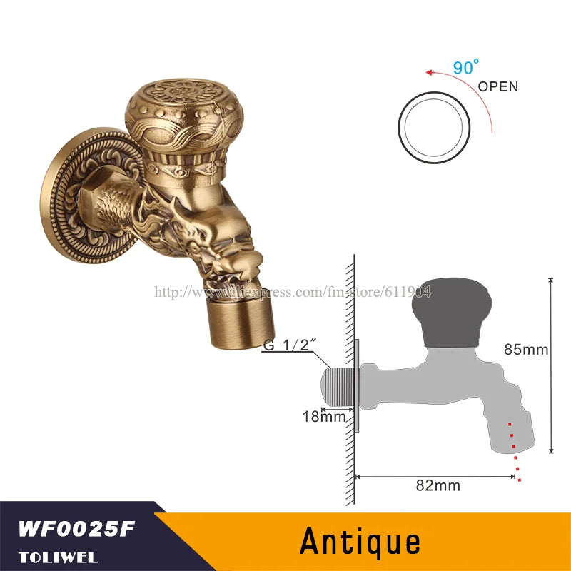 Antique Brass Bathroom Wall Mount Sink Basin Cold Water Faucet Tap G 1/2 Inch Outdoor Garden Hose Faucet Mop Sink tap TWL031