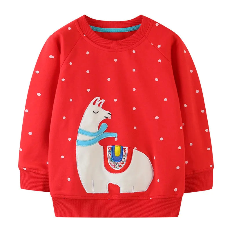 Little maven 2026 Baby Girls Clothes Spring and Autumn Sweatshirt with Lovely Animal Children Casual Tops for Kids 2-7 year