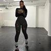 Oem Autumn Solid Long Sleeve O-neck Casual Knit Holes Long Sleeve Jumpsuit Streetwear Casual Women's Ripped Jumpsuit