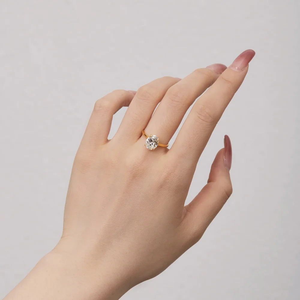 Luxury 925 Sterling Silver 18k Gold Oval Cubic Zirconia Diamond Ring Wedding Engagement Rings for Women Fine Jewelry Wholesale