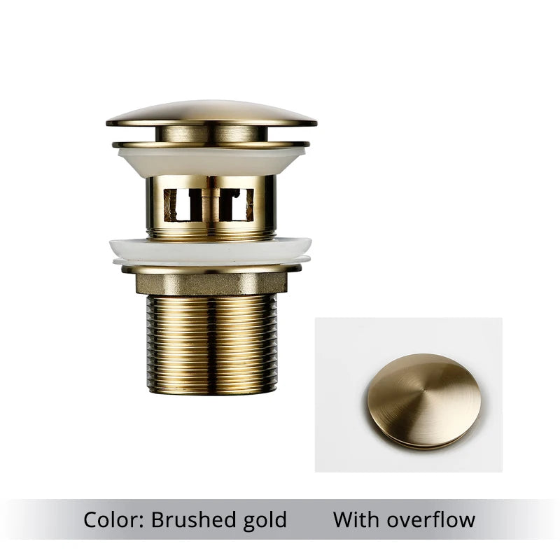 Bathroom Basin Gunmetal Pop-Up Drain Waste Stopper Sink Accessories Solid Support Round Bathtub Brass Flush Drain