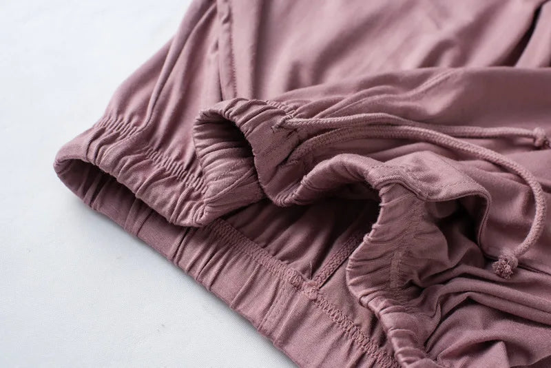 2026 Summer New Pajama Set Women's Modal Short Sleeve Shorts Two Piece Set Ladies Solid Loose Large T-shirt Homewear Women Shirt