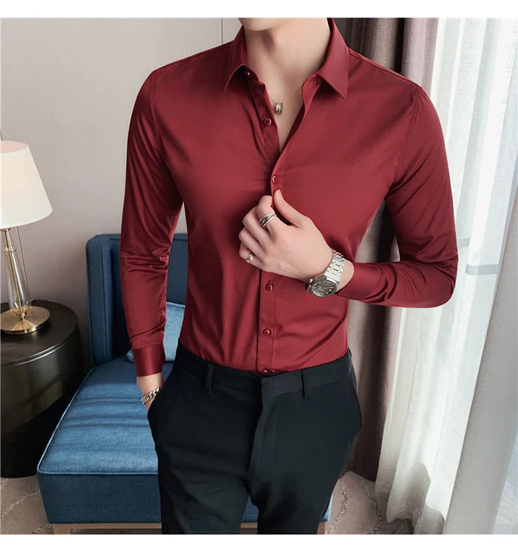 Camisas De Hombre Long Sleeve Shirts For Men Clothing 2026 Business Formal Wear Camisa Social Masculina Slim Fit Chemise Homme