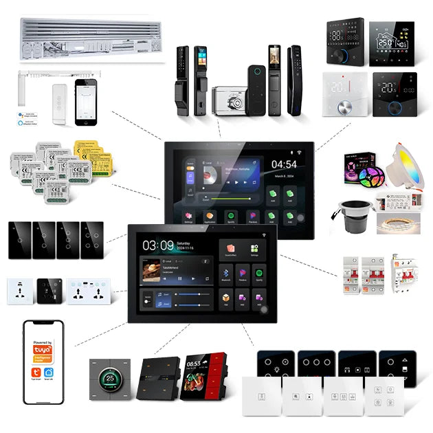 TuoAn Q10 Pro-10.1 Inch 2-Zone Background Music Touch Screen Control Panel Supports Wired and Bluetooth Audio Speakers