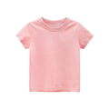 2026 Summer Girls Boys Solid T-Shirts Clothes 100% Pure Cotton Short Sleeve Yellow Red Green Kids UnderShirt Bottomming Clothing