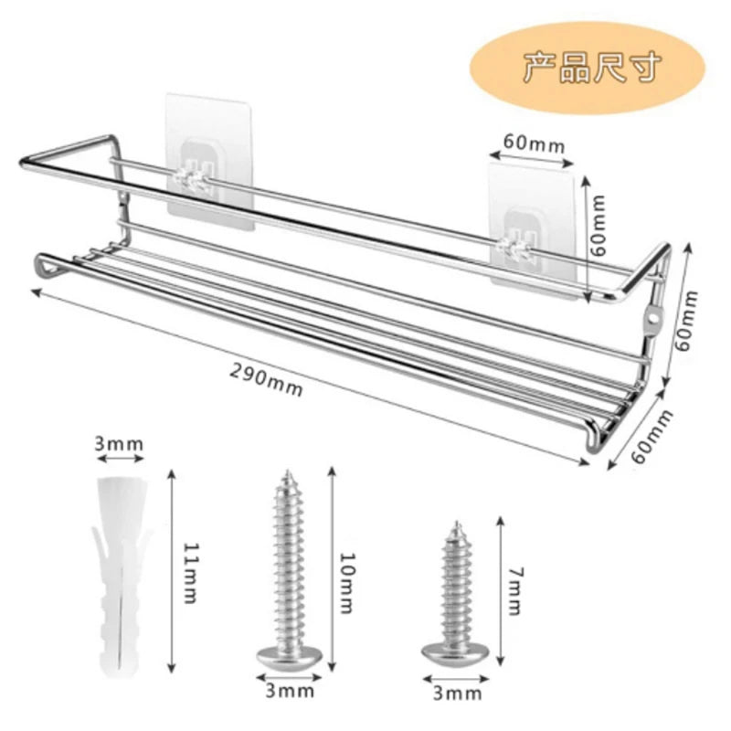 Kitchen Organizer Metal Hanging Spice Racks For Home Restaurant Wall-Mounted Seasoning Shelf Spice Jar Storage Rack Single Layer