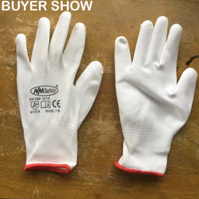 12 Pairs Safety Protective Coated PU Work Gloves Palm Coated Glove Mechanic Working Gloves CE Certificated EN388 4131X