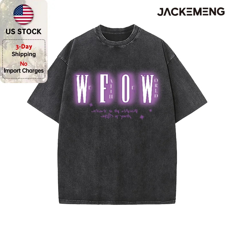 Oversized Vintage Retro Neon Letter Streetwear Print Tshirt USA Stock Wholesale Y2K Casual Tee