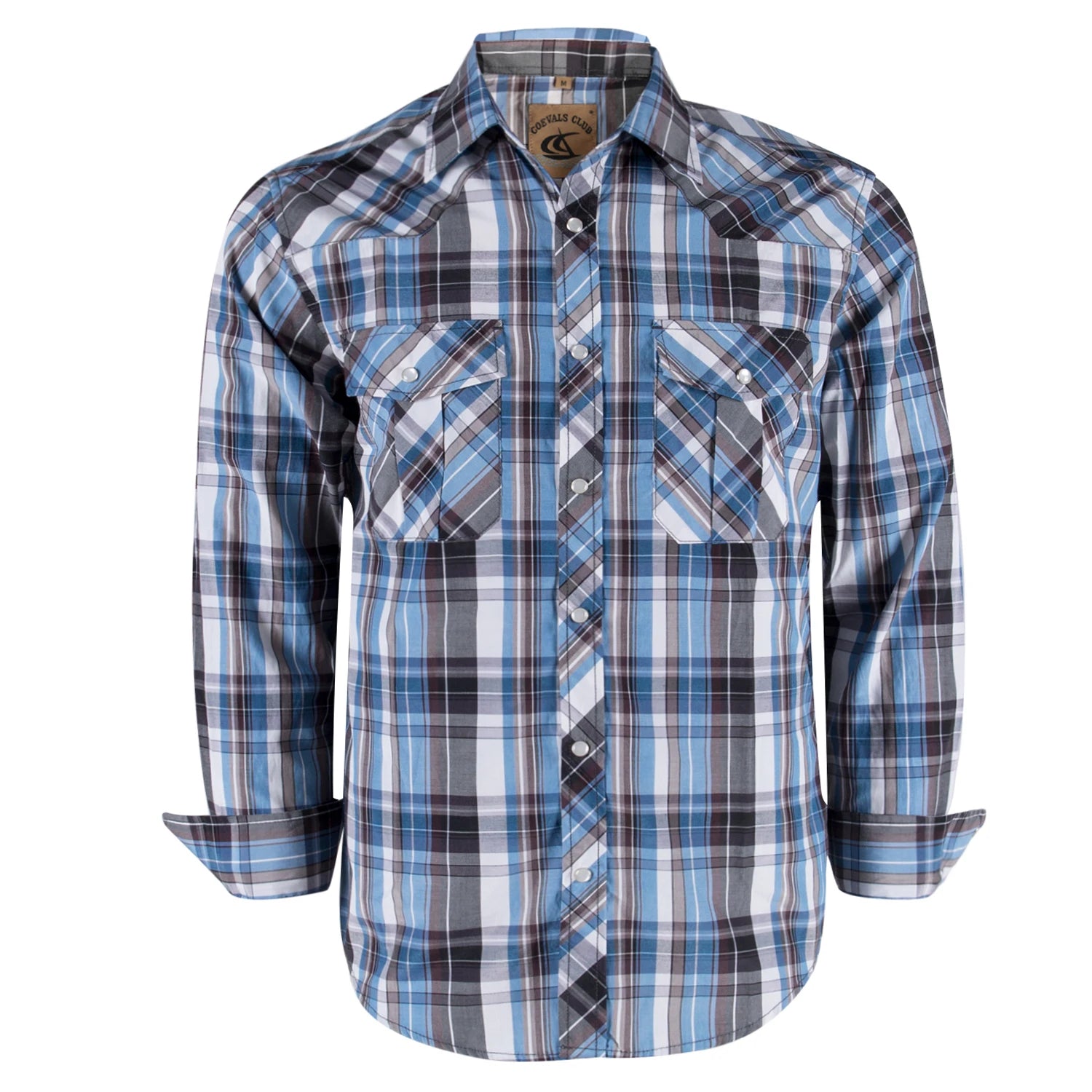 Men's Western Cowboy Long Sleeve Pearl Snap Casual Plaid Work Shirts