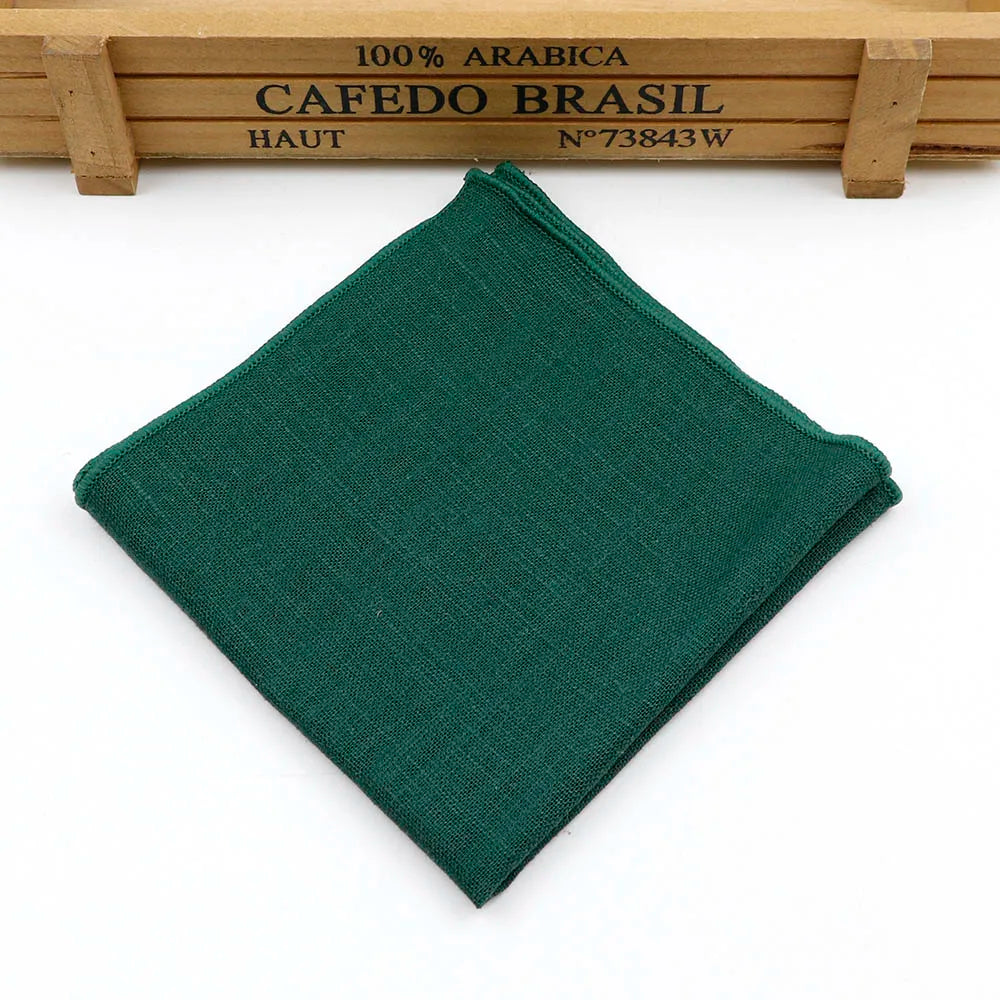 New Solid Color Pocket Square Green Navy Colorful Handkerchief Cotton Polly Texture Pocket Men's Accessories Business Wedding