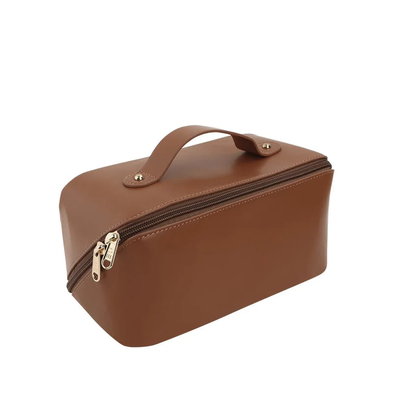 Large Capacity Vegan Leather Water-resistant Cosmetic Bag 3D Embroidery Bridal Shower Gift for Bridesmaids Fashionable Accessory