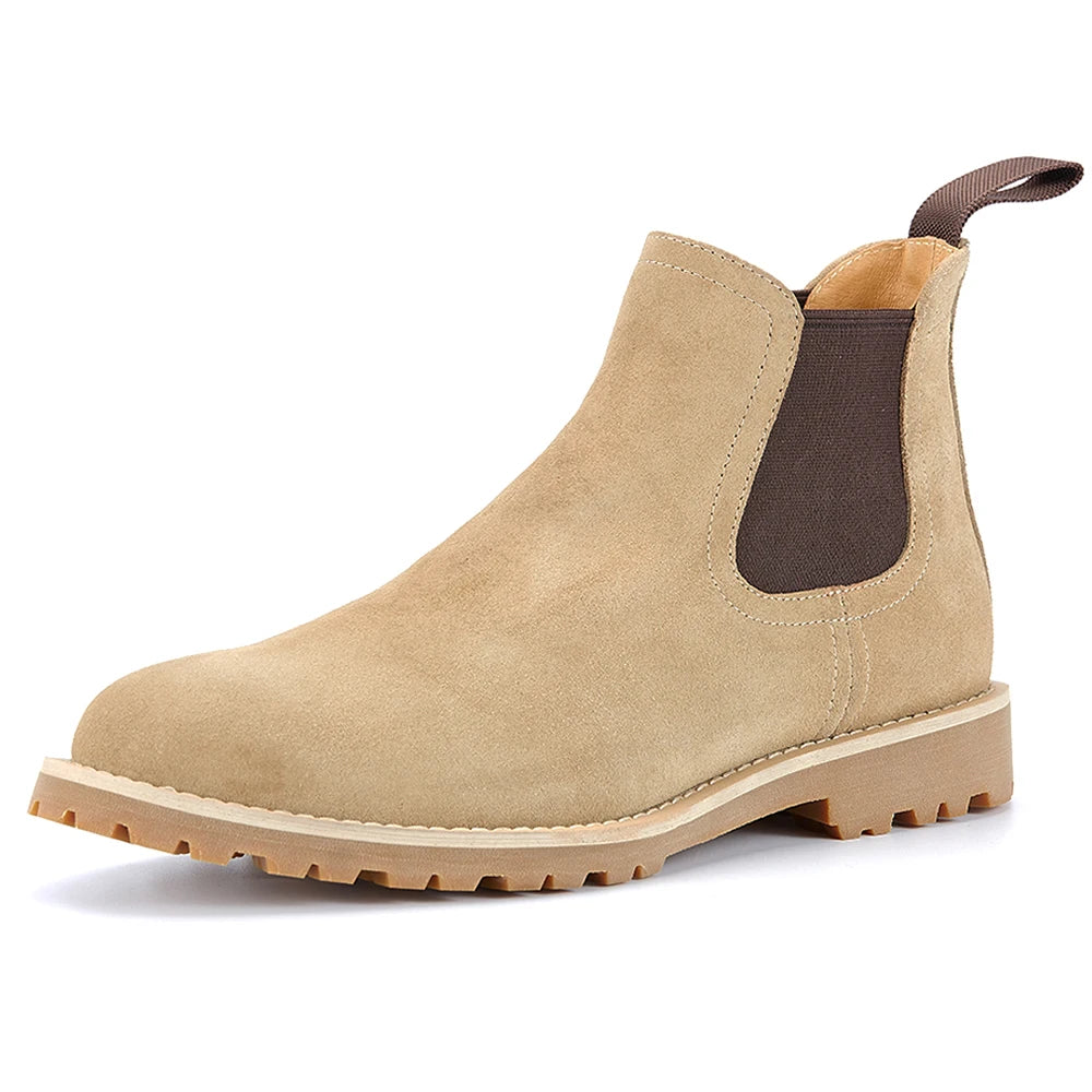 High Quality Classic British Chelsea Boots Cow Suede Chelsea Shoes Men's New Boots Leather High Top Short Boots for Men