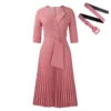 Trendy Autumn Office Lady Dresses Women Casual Elegant Suit Collar Half Sleeve Pleated African Career Dresses for Women